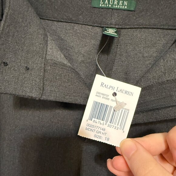 NWT Lauren Ralph Lauren Womens Mid-Rise Charcoal Gray Trousers Size 18 - Picture 6 of 7